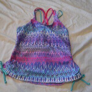 Zero Xposur Girls Size 14 Sleeveless Swim Top with Side Ties Shoulder Straps